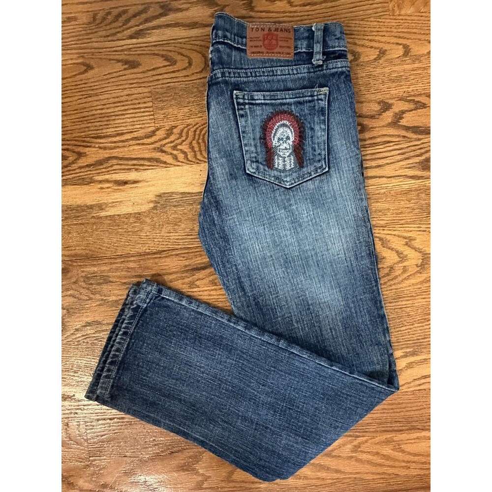 Vintage Y2K Embroidered Low Rise Jeans Ton & Jeans Brand Skull Pocket Girls XL